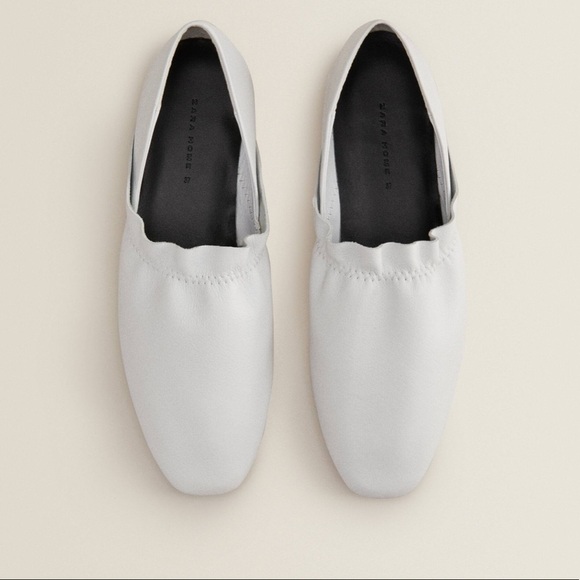 ZARA White Leather Babouches with Ruffle Trim - Picture 5 of 7